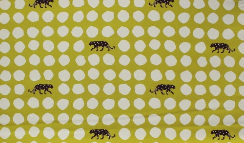 Preview: Kokka Echino Cotton Sailcloth Heavyweight Canvas Panther grüngelb/natur (10 cm)